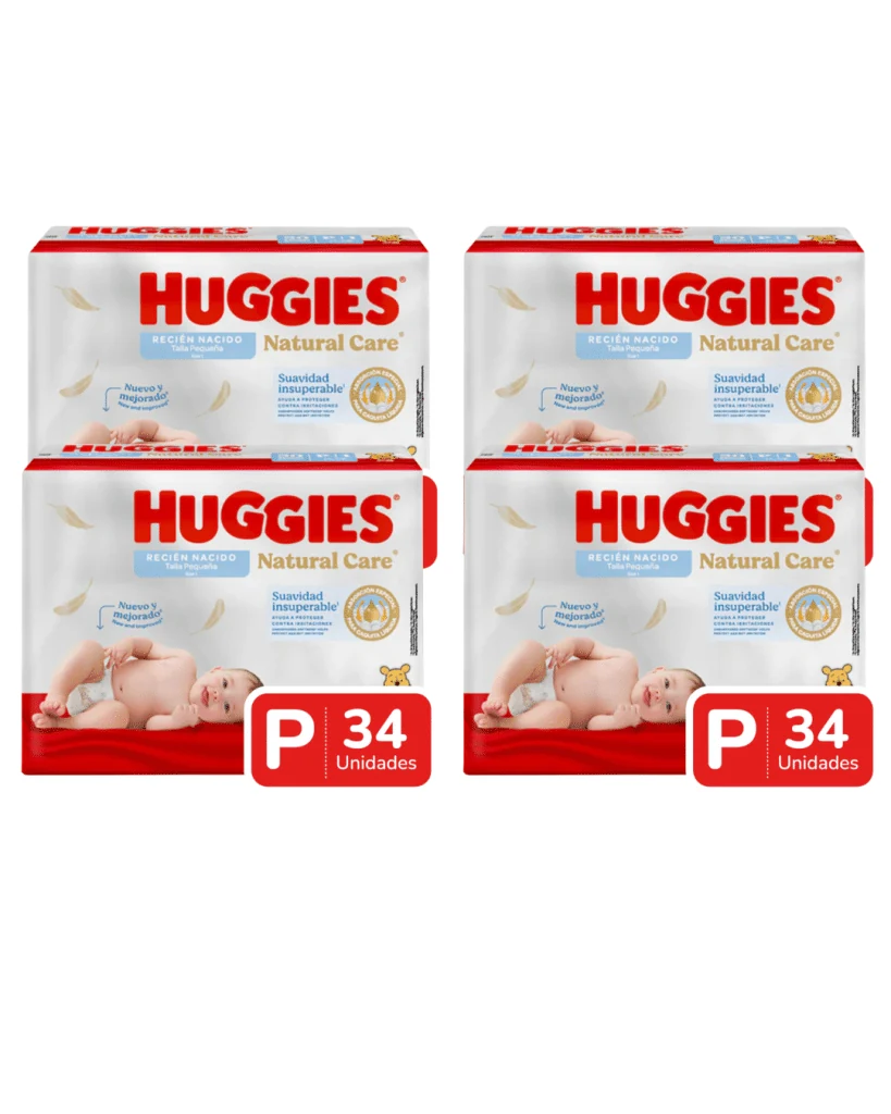 Pack Mensual - Huggies Natural Care (P) (136 Unidades)